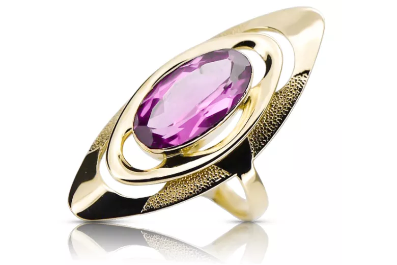 Améthyste Or jaune 14 carats Anneau Bijoux vintage vrc189y